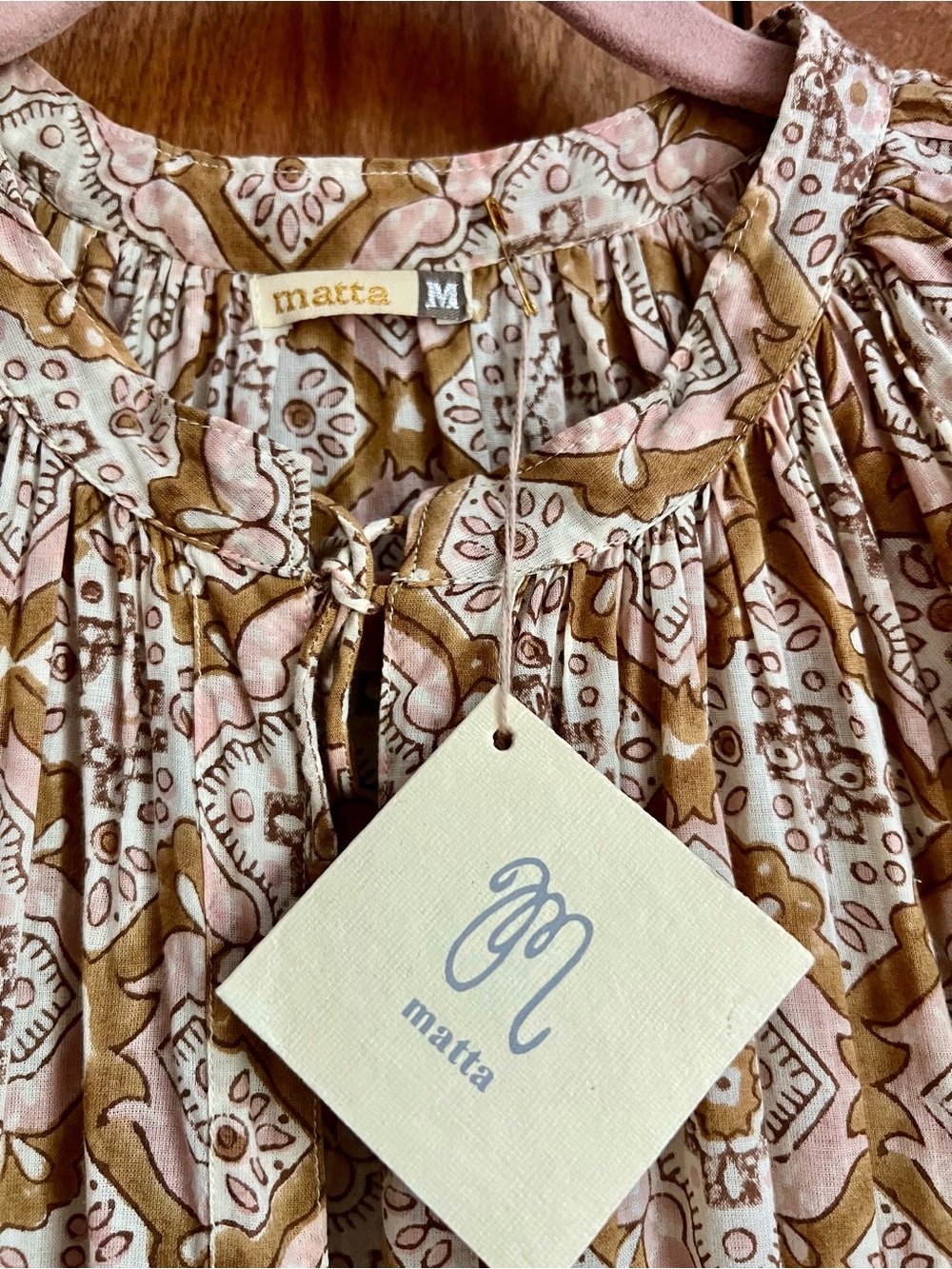 Matta Cream and Tan Patterned Maxi Dress - Picture 2 of 4